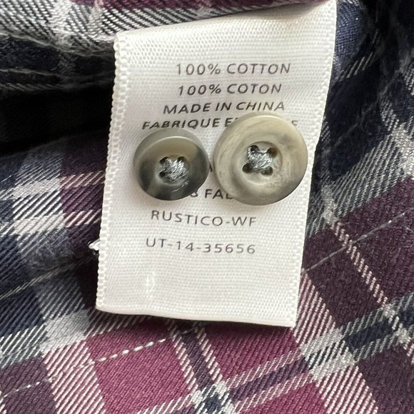 Untuckit Rustico Mens Burgandy Blue Plaid Long Sleeve Button Front Shirt XL - Picture 5 of 5